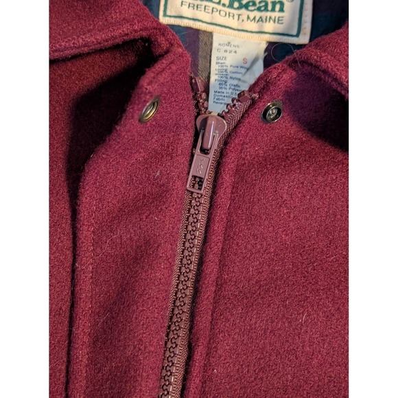 Vintage 80's LL Bean Women's S Wool Bomber Jacket Burgundy Lined BEAUTIFUL - Picture 7 of 9